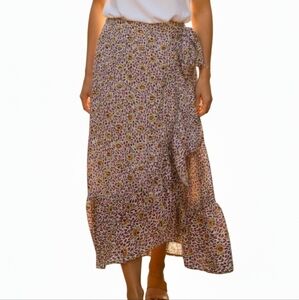 Boden Floral Wrap Maxi Skirt - Women's Size 8 Long - Asymmetrical Cut Boho Chic